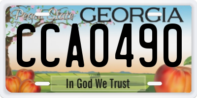 GA license plate CCA0490