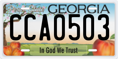 GA license plate CCA0503