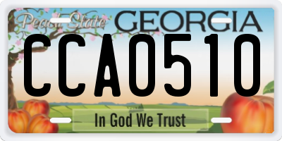 GA license plate CCA0510