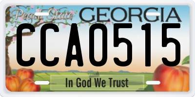GA license plate CCA0515