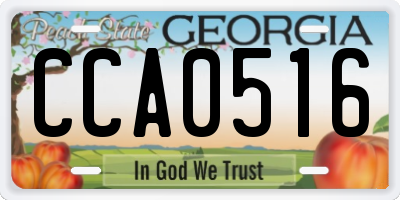 GA license plate CCA0516