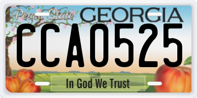 GA license plate CCA0525