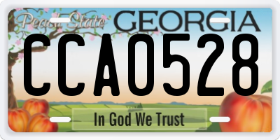 GA license plate CCA0528