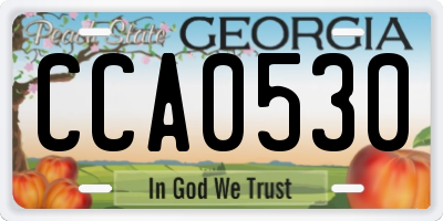 GA license plate CCA0530