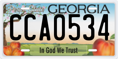 GA license plate CCA0534