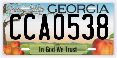 GA license plate CCA0538