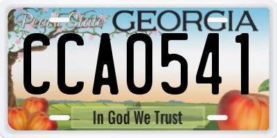 GA license plate CCA0541