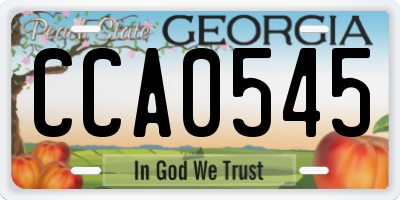 GA license plate CCA0545