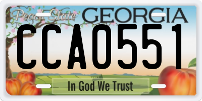 GA license plate CCA0551