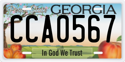 GA license plate CCA0567