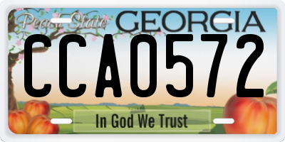GA license plate CCA0572