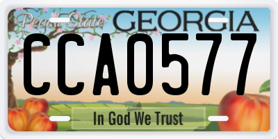 GA license plate CCA0577