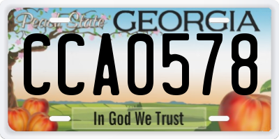GA license plate CCA0578