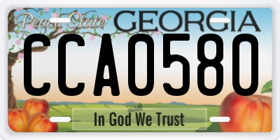 GA license plate CCA0580