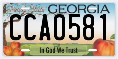 GA license plate CCA0581