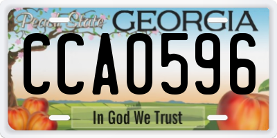 GA license plate CCA0596