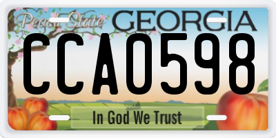 GA license plate CCA0598