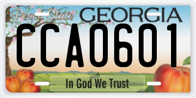 GA license plate CCA0601