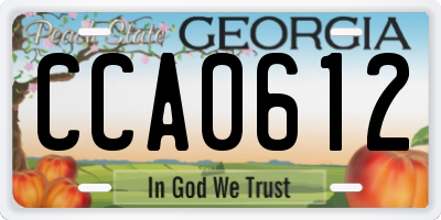 GA license plate CCA0612