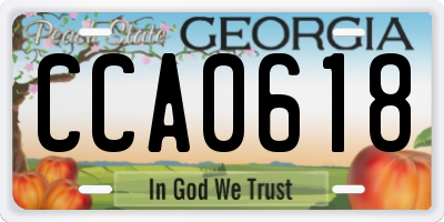 GA license plate CCA0618