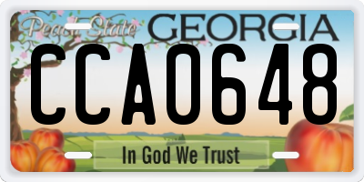 GA license plate CCA0648
