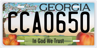 GA license plate CCA0650