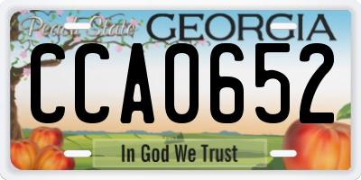GA license plate CCA0652