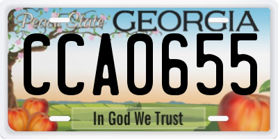 GA license plate CCA0655