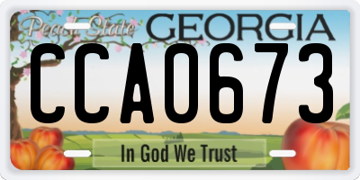 GA license plate CCA0673