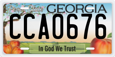 GA license plate CCA0676