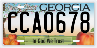 GA license plate CCA0678
