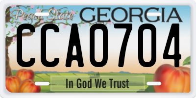 GA license plate CCA0704