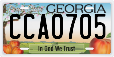 GA license plate CCA0705