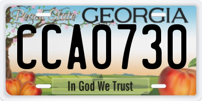 GA license plate CCA0730