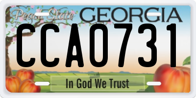 GA license plate CCA0731