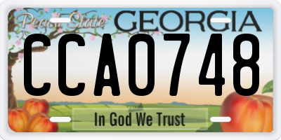 GA license plate CCA0748