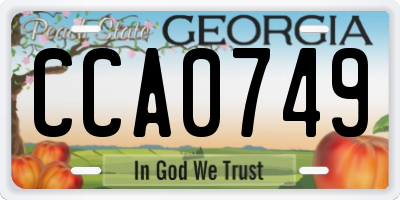 GA license plate CCA0749