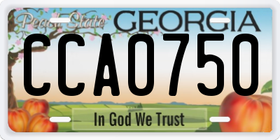 GA license plate CCA0750
