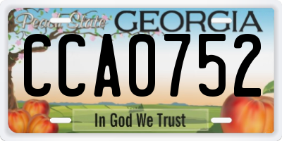 GA license plate CCA0752