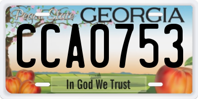 GA license plate CCA0753