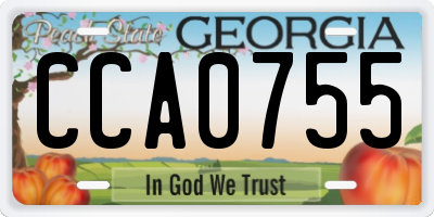 GA license plate CCA0755