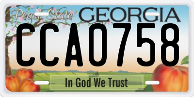 GA license plate CCA0758