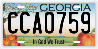 GA license plate CCA0759
