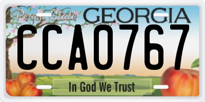 GA license plate CCA0767