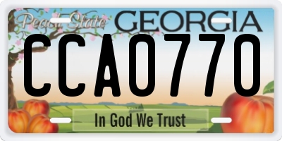 GA license plate CCA0770