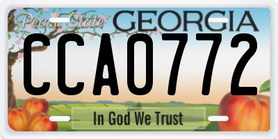 GA license plate CCA0772