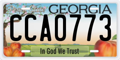 GA license plate CCA0773