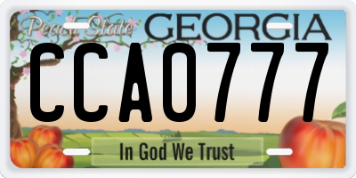 GA license plate CCA0777