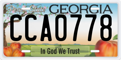 GA license plate CCA0778
