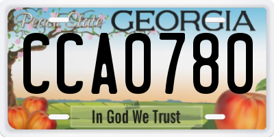 GA license plate CCA0780